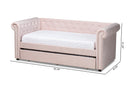 Vance Light Pink Velvet Upholstered Daybed w/Trundle Baxton
