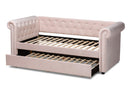 Vance Light Pink Velvet Upholstered Daybed w/Trundle Baxton