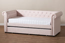 Vance Light Pink Velvet Upholstered Daybed w/Trundle Baxton