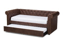 Vance Brown Faux Leather Upholstered Daybed w/Trundle Baxton