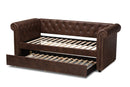 Vance Brown Faux Leather Upholstered Daybed w/Trundle Baxton
