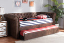 Vance Brown Faux Leather Upholstered Daybed w/Trundle Baxton