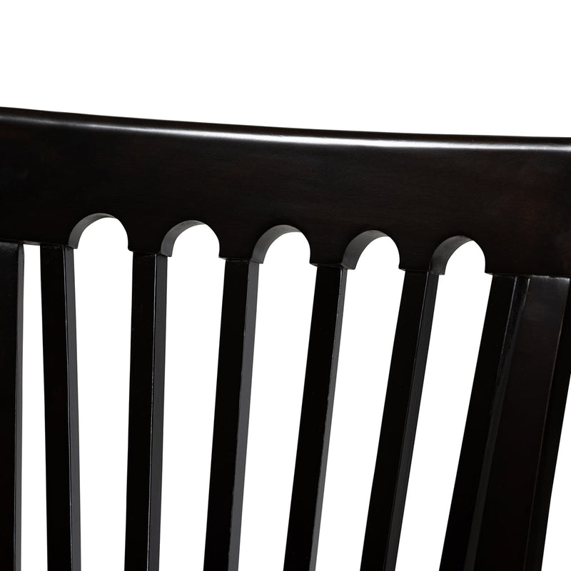 Athena Sand Fabric Upholstered Espresso Brown 7-Piece Dining Set Baxton