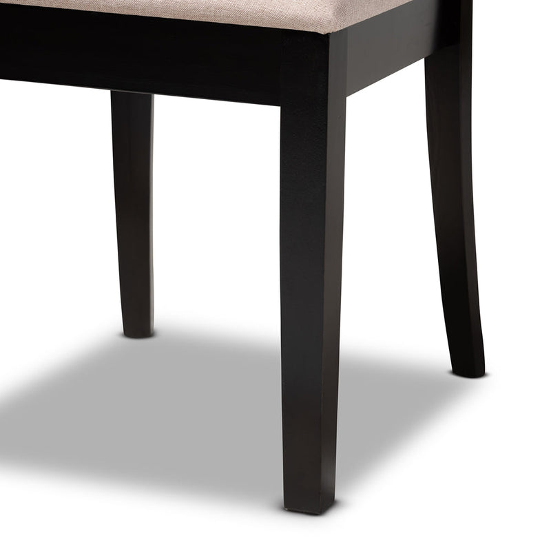 Athena Sand Fabric Upholstered Espresso Brown 7-Piece Dining Set Baxton