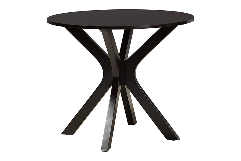 Crossroads Modern Sand Fabric and Dark Brown 5-Piece Dining Set Baxton