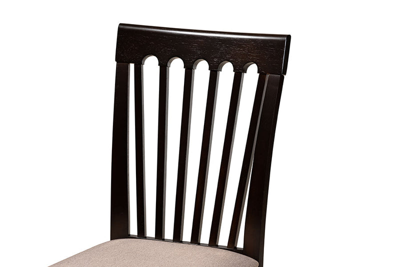 Crossroads Modern Sand Fabric and Dark Brown 5-Piece Dining Set Baxton