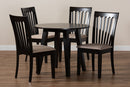 Harena Sand Fabric Upholstered and Dark Brown 5-Piece Dining Set Baxton