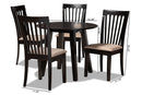 Harena Sand Fabric Upholstered and Dark Brown 5-Piece Dining Set Baxton