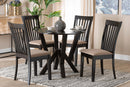 Josepha Modern Sand Fabric and Dark Brown 5-Piece Dining Set Baxton