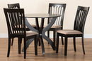 Tabitha Modern Gray Fabric and Dark Brown 5-Piece Dining Set Baxton