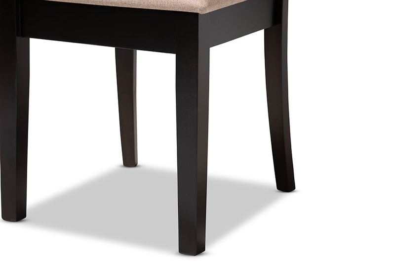 Athena Sand Fabric Upholstered Espresso Brown Dining Chair Set of 4 Baxton