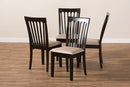 Athena Sand Fabric Upholstered Espresso Brown Dining Chair Set of 4 Baxton