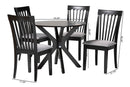 Crossroads Modern GrayFabric and Dark Brown Wood 5-Piece Dining Set Baxton