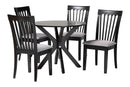 Crossroads Modern GrayFabric and Dark Brown Wood 5-Piece Dining Set Baxton