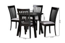 Ceri Modern Gray Fabric and Espresso Brown 5-Piece Dining Set Baxton