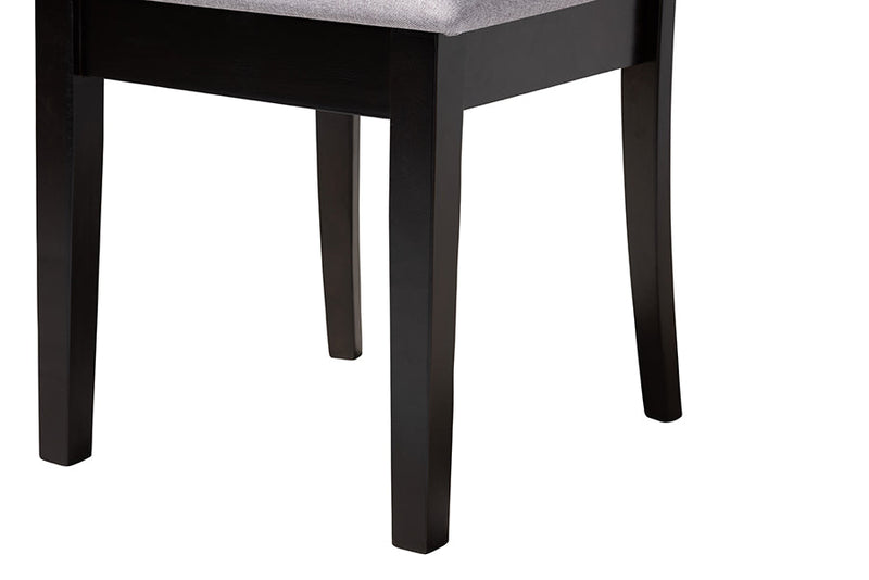 Ceri Modern Gray Fabric and Espresso Brown 5-Piece Dining Set Baxton