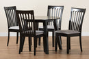 Ceri Modern Gray Fabric and Espresso Brown 5-Piece Dining Set Baxton