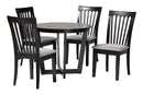 Jericho Modern GrayFabric and Dark Brown Wood 5-Piece Dining Set Baxton
