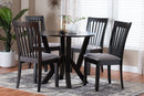 Josepha Modern GrayFabric and Dark Brown 5-Piece Dining Set Baxton
