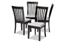 Athena Gray Fabric Upholstered Espresso Brown Dining Chair Set of 4 Baxton