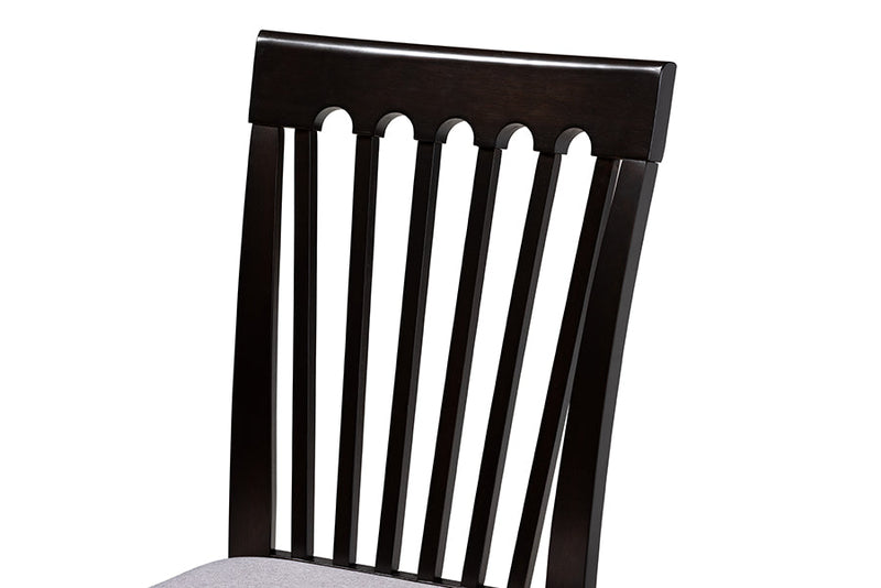 Athena Gray Fabric Upholstered Espresso Brown Dining Chair Set of 4 Baxton