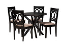 Felton Modern Beige Fabric and Espresso Brown 5-Piece Dining Set Baxton