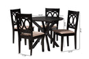 Felton Modern Beige Fabric and Espresso Brown 5-Piece Dining Set Baxton