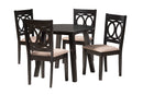 Armel Modern Beige Fabric and Dark Brown 5-Piece Dining Set Baxton