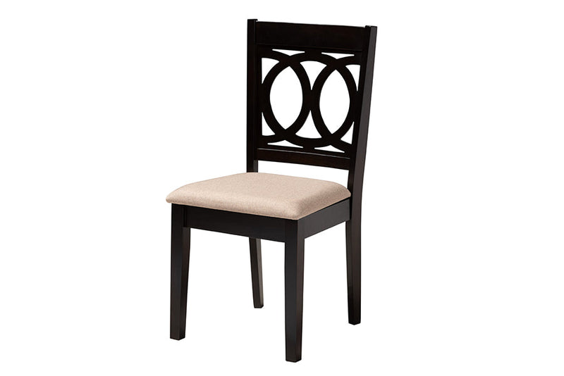 Armel Modern Beige Fabric and Dark Brown 5-Piece Dining Set Baxton