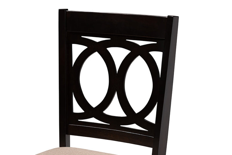 Armel Modern Beige Fabric and Dark Brown 5-Piece Dining Set Baxton