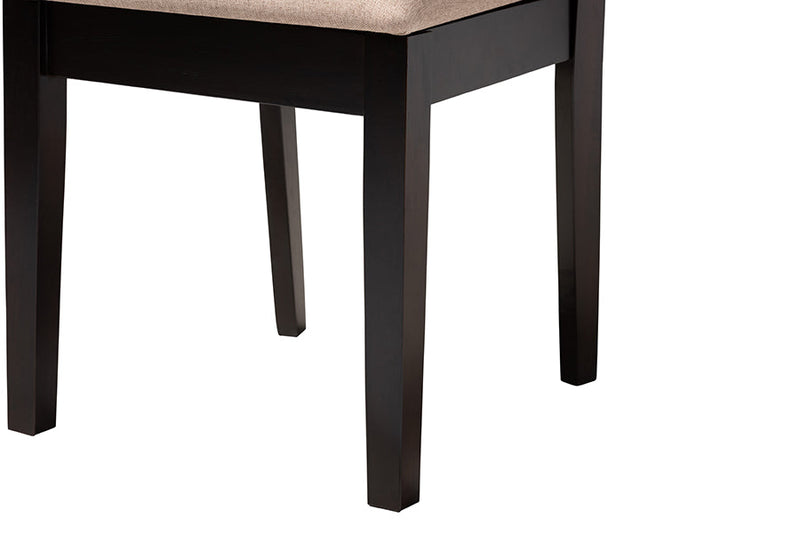 Armel Modern Beige Fabric and Dark Brown 5-Piece Dining Set Baxton