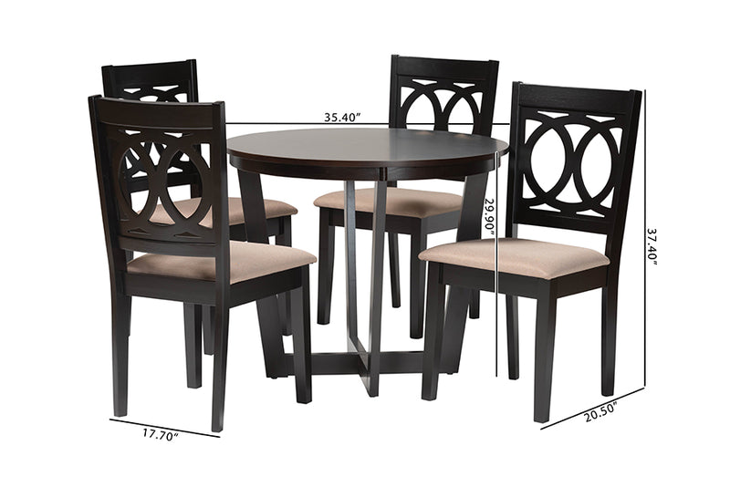 Paloma Modern Sand Dark Brown Finished Wood 5-Piece Dining Set