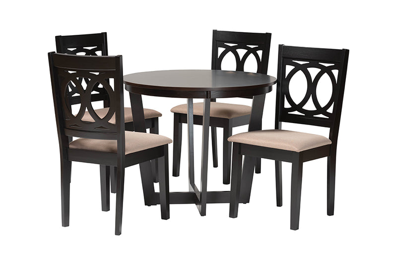 Paloma Modern Sand Dark Brown Finished Wood 5-Piece Dining Set