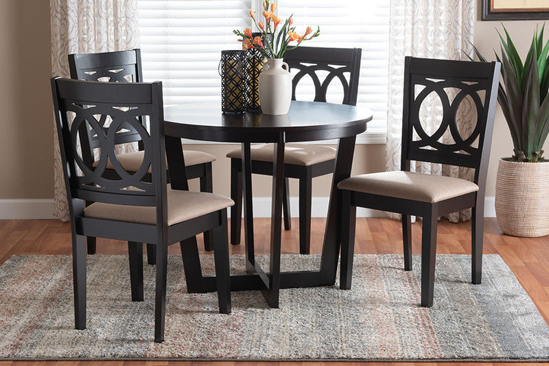 Paloma Modern Sand Dark Brown 5-Piece Dining Set Baxton
