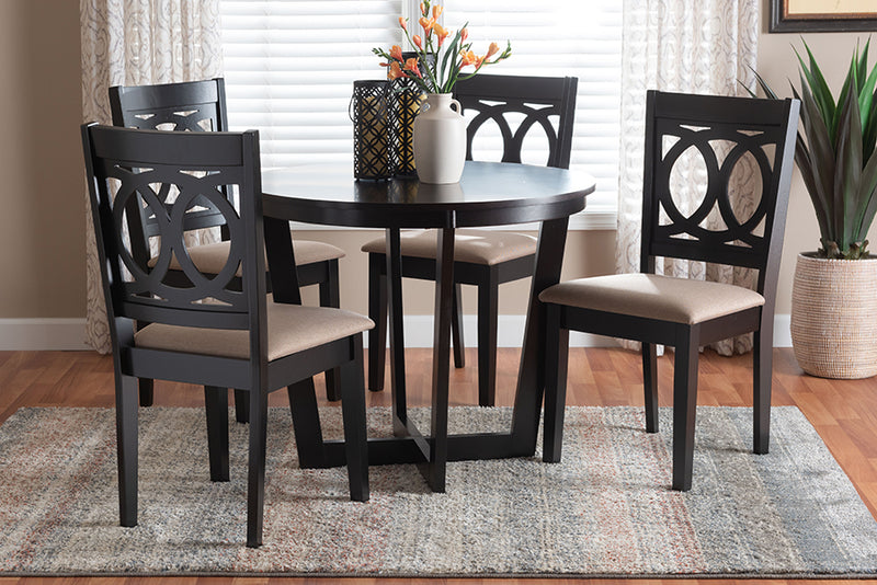Paloma Modern Sand Dark Brown Finished Wood 5-Piece Dining Set