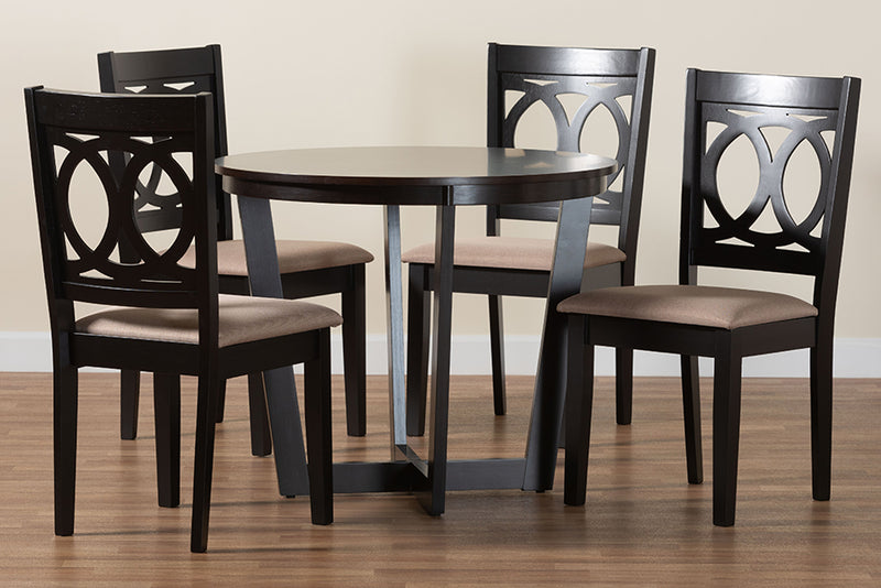 Paloma Modern Sand Dark Brown Finished Wood 5-Piece Dining Set
