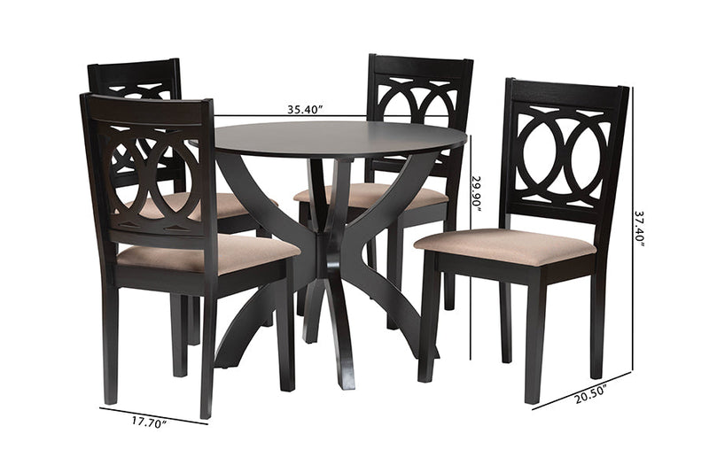 Morigan Modern Sand Dark Brown 5-Piece Dining Set Baxton