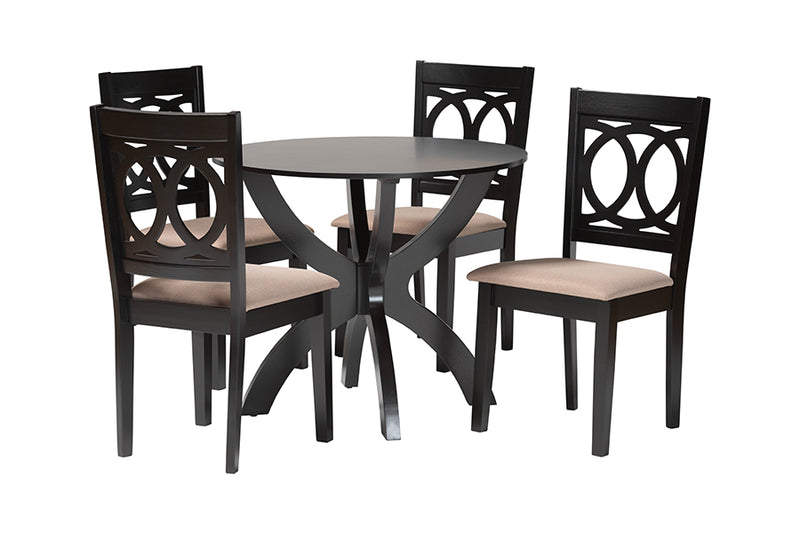 Morigan Modern Sand Dark Brown Finished Wood 5-Piece Dining Set