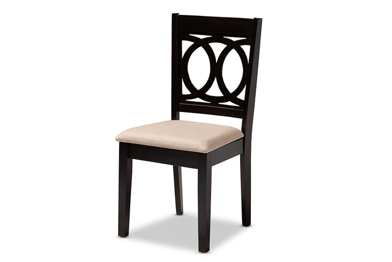 Alessa Sand Fabric Upholstered and Dark Brown 6-Piece Dining Set Baxton