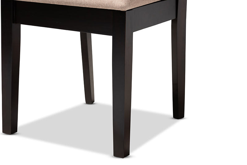 Aspen Sand Fabric Upholstered Espresso Brown Dining Chair Set of 4 Baxton