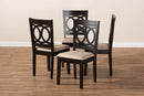 Aspen Sand Fabric Upholstered Espresso Brown Dining Chair Set of 4 Baxton