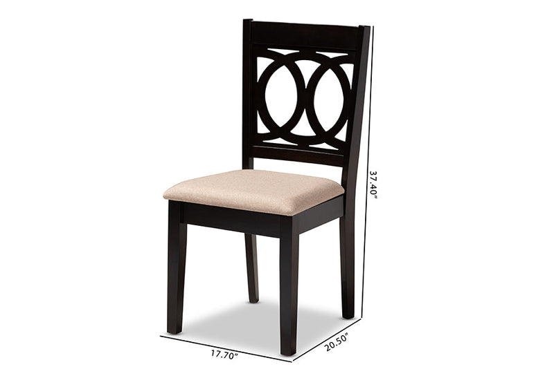 Aspen Sand Fabric Upholstered Espresso Brown Dining Chair Set of 4 Baxton