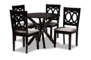 Felton Gray Fabric Upholstered and Dark Brown 5-Piece Dining Set Baxton