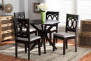 Felton Gray Fabric Upholstered and Dark Brown 5-Piece Dining Set Baxton