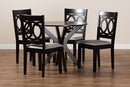 Felton Gray Fabric Upholstered and Dark Brown 5-Piece Dining Set Baxton