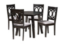 Armel Modern Gray Fabric and Dark Brown 5-Piece Dining Set Baxton