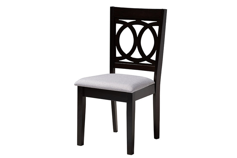 Armel Modern Gray Fabric and Dark Brown 5-Piece Dining Set Baxton