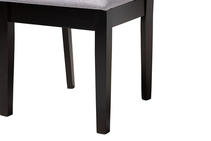 Armel Modern Gray Fabric and Dark Brown 5-Piece Dining Set Baxton