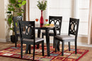 Armel Modern Gray Fabric and Dark Brown 5-Piece Dining Set Baxton