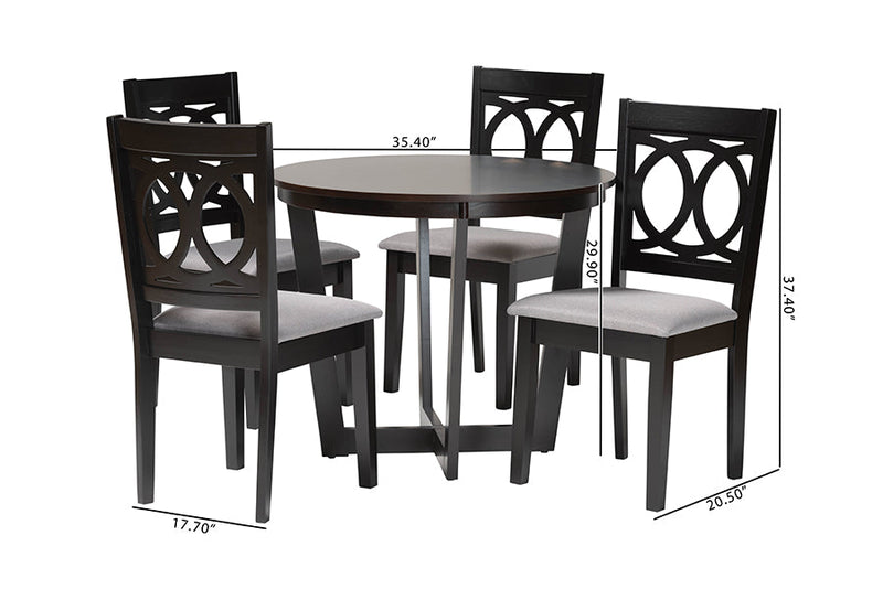 Paloma Modern Gray and Dark Brown 5-Piece Dining Set Baxton